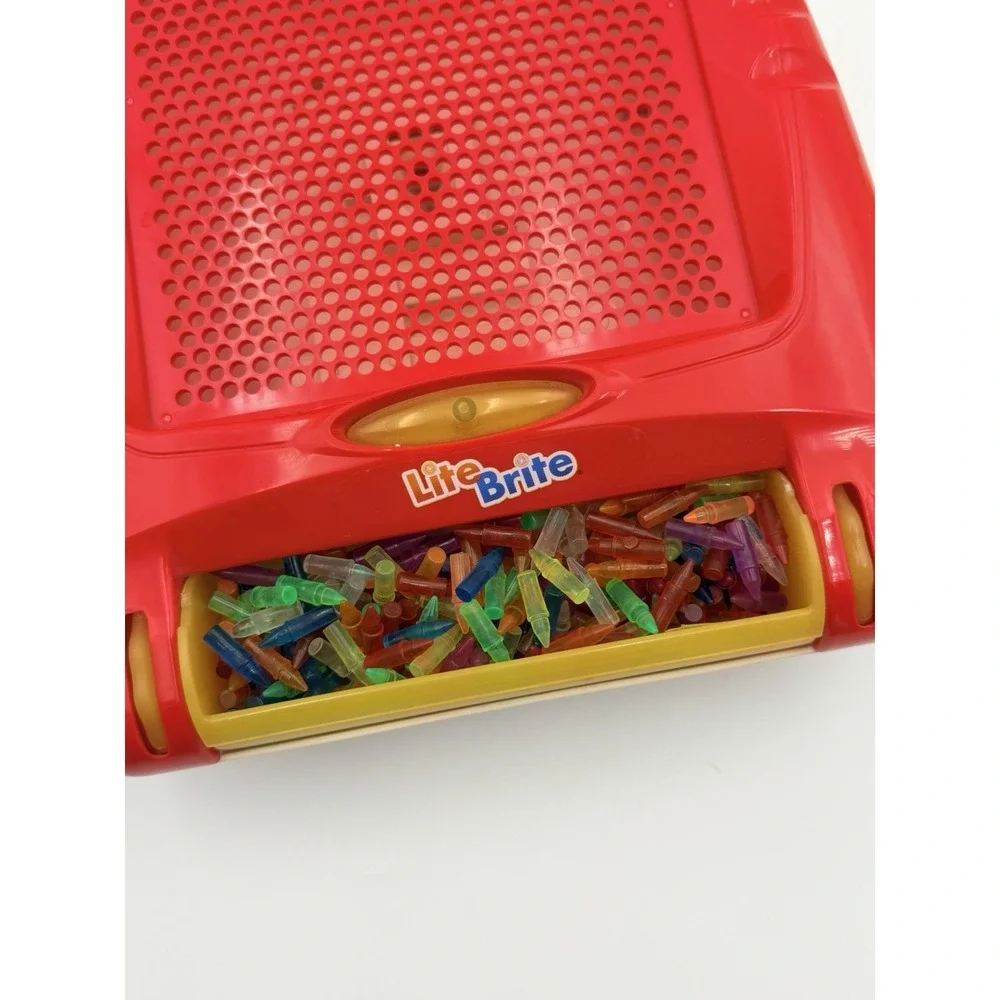 Vintage Hasbro Lite Brite Cube Light Board Toy Red w/ Pegs 2003 Tested